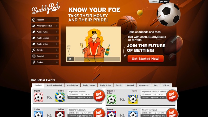 Buddybet home page