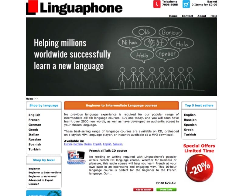 Linguaphone online store front