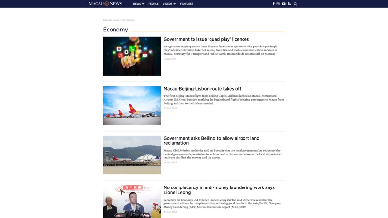 Macau News category page - economy